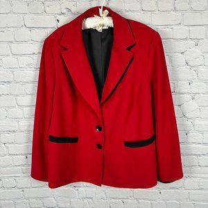 Jones Studio Separates Women's 3 Button Lined Suit Blazer, Size 22W, Red/Black